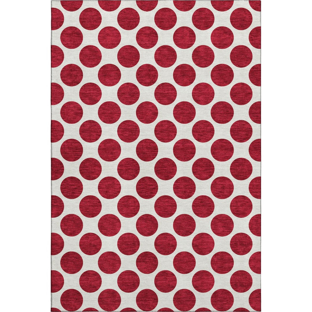 HomeRoots 8' X 10' Red And Ivory Polka Dot Area Rug - Washable, UV Protected, Durable, Perfect for Families! 677433