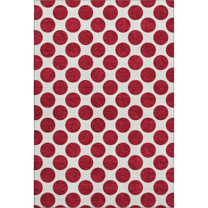 HomeRoots 8' X 10' Red And Ivory Polka Dot Area Rug - Washable, UV Protected, Durable, Perfect for Families! 677433