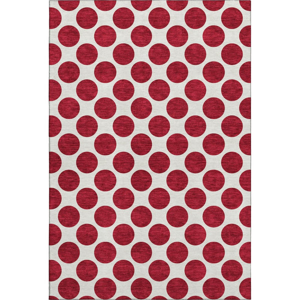 HomeRoots 8' X 10' Red And Ivory Polka Dot Area Rug - Washable, UV Protected, Durable, Perfect for Families! 677433