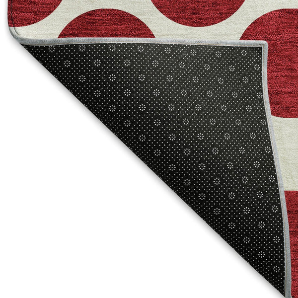 HomeRoots 8' X 10' Red And Ivory Polka Dot Area Rug - Washable, UV Protected, Durable, Perfect for Families! 677433