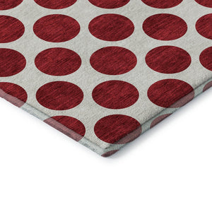 HomeRoots 8' X 10' Red And Ivory Polka Dot Area Rug - Washable, UV Protected, Durable, Perfect for Families! 677433