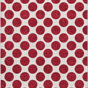 HomeRoots 8' X 10' Red And Ivory Polka Dot Area Rug - Washable, UV Protected, Durable, Perfect for Families! 677433