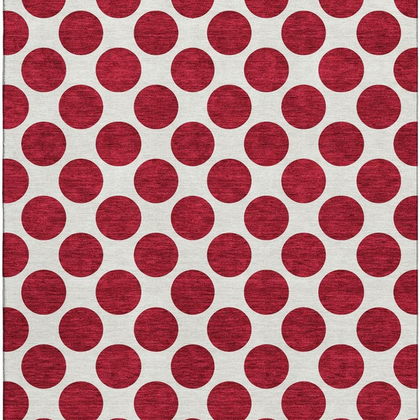 HomeRoots 8' X 10' Red And Ivory Polka Dot Area Rug - Washable, UV Protected, Durable, Perfect for Families! 677433