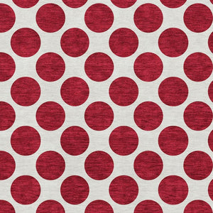 HomeRoots 9' X 12' Red And Ivory Polka Dot Rug – Washable, UV Protected, Perfect for High-Traffic Spaces! 677434