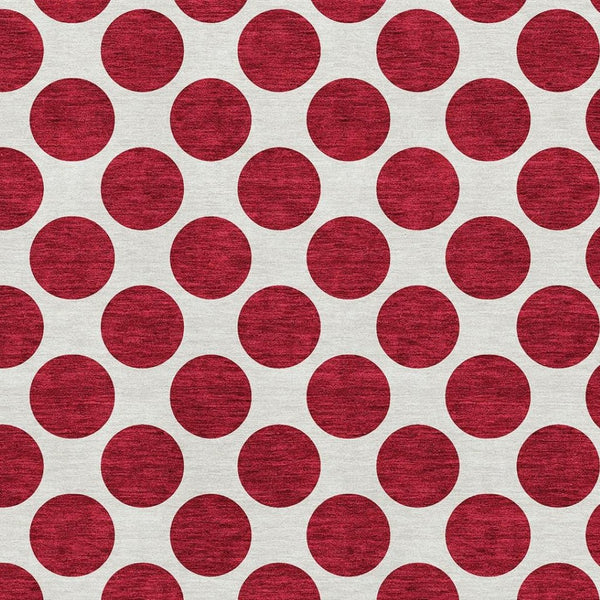 HomeRoots 9' X 12' Red And Ivory Polka Dot Rug – Washable, UV Protected, Perfect for High-Traffic Spaces! 677434
