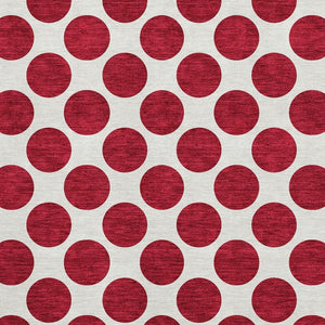 HomeRoots 10' X 14' Red and Ivory Polka Dot Area Rug - Washable, UV-Protected, Stain-Resistant for Busy Homes 677435