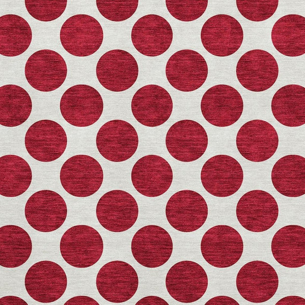 HomeRoots 10' X 14' Red and Ivory Polka Dot Area Rug - Washable, UV-Protected, Stain-Resistant for Busy Homes 677435