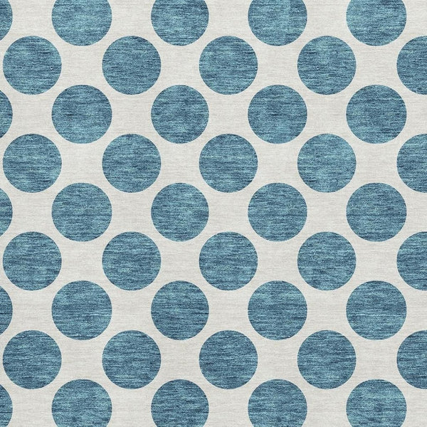 HomeRoots 5' X 8' Teal and Ivory Polka Dot Washable Area Rug – Soft, Stain-Resistant, UV Protected for Homes 677437