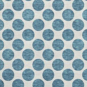 HomeRoots 8' X 10' Teal and Ivory Polka Dot Area Rug - Washable, UV Protected, Perfect for Homes with Kids & Pets 677439