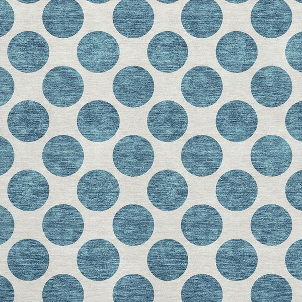 HomeRoots 8' X 10' Teal and Ivory Polka Dot Area Rug - Washable, UV Protected, Perfect for Homes with Kids & Pets 677439