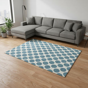 HomeRoots 9' X 12' Teal And Ivory Polka Dot Area Rug – Stylish, Stain-Resistant, Durable With UV Protection! 677440
