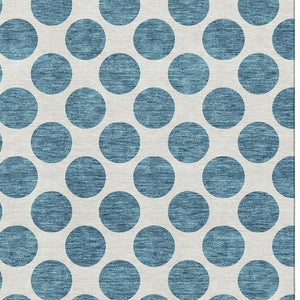 HomeRoots 9' X 12' Teal And Ivory Polka Dot Area Rug – Stylish, Stain-Resistant, Durable With UV Protection! 677440