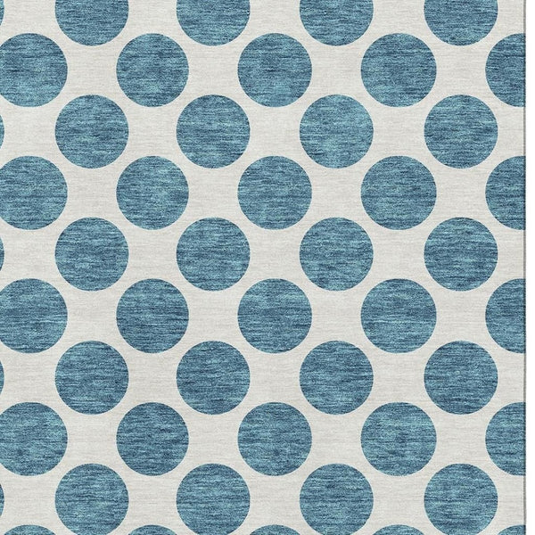 HomeRoots 9' X 12' Teal And Ivory Polka Dot Area Rug – Stylish, Stain-Resistant, Durable With UV Protection! 677440