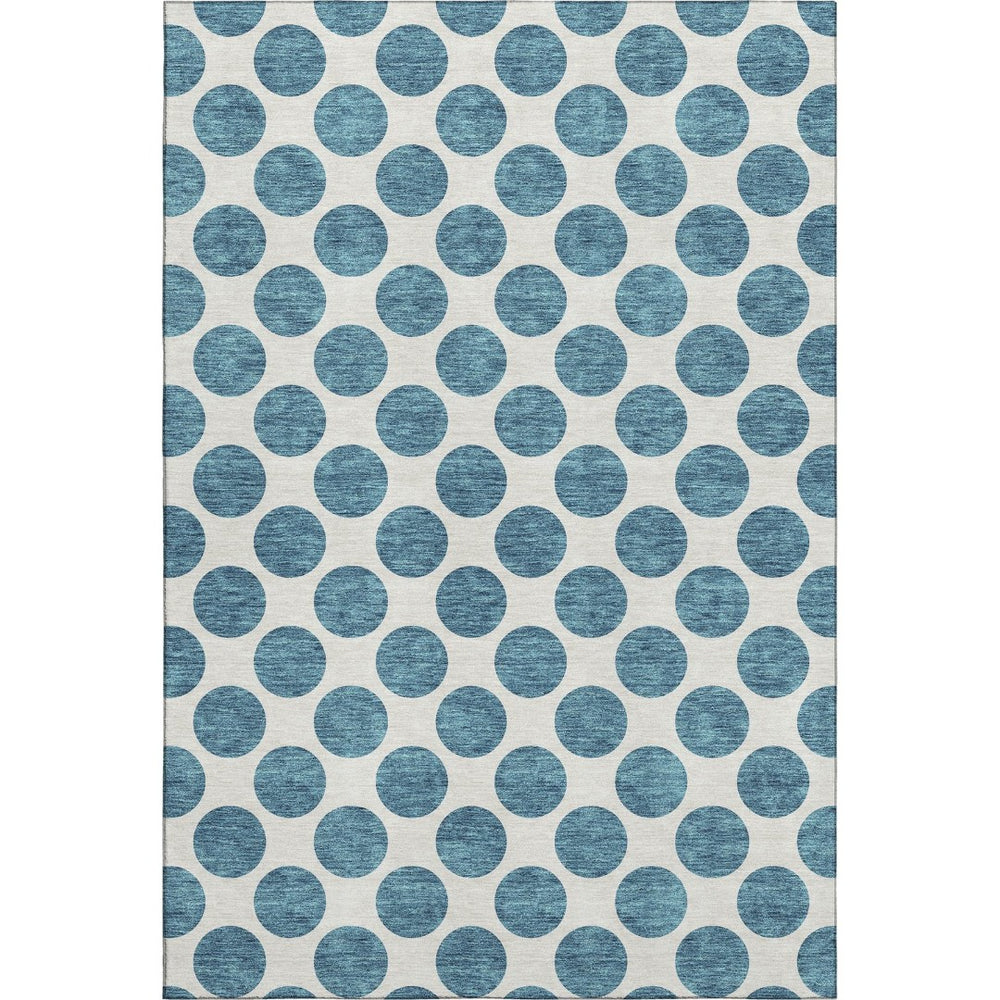 HomeRoots 10' X 14' Teal and Ivory Polka Dot Area Rug - Durable, UV-Protected, Stain-Resistant for Any Space 677441