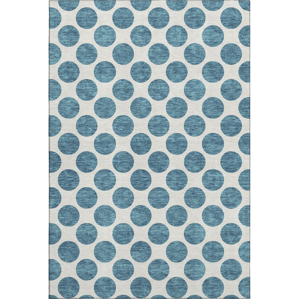 HomeRoots 10' X 14' Teal and Ivory Polka Dot Area Rug - Durable, UV-Protected, Stain-Resistant for Any Space 677441