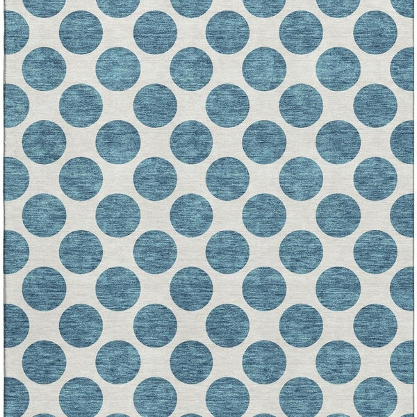 HomeRoots 10' X 14' Teal and Ivory Polka Dot Area Rug - Durable, UV-Protected, Stain-Resistant for Any Space 677441