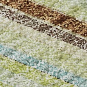 HomeRoots 8' X 10' Washable Area Rug in Artichoke Green, Brown & Beige Stripes with UV Protection & Style 677445