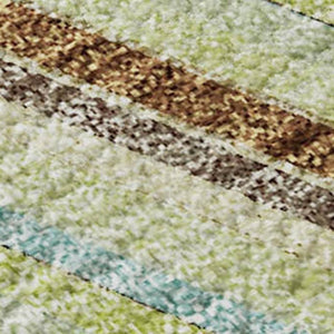 HomeRoots 9' X 12' Artichoke Green Striped Washable Area Rug with UV Protection for High-Traffic Spaces 677446