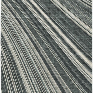 HomeRoots 8' X 10' Striped Washable Area Rug - Durable Black, Gray & Ivory Design with UV Protection & Easy Care 677457