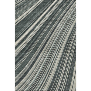 HomeRoots 9' X 12' Stylish Black Gray Ivory Striped Washable Area Rug with Stain Resistance & UV Protection 677458