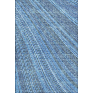 HomeRoots 9' X 12' Striped Blue & Gray Area Rug - Washable, UV-Protected, Durable for High-Traffic Spaces 677464