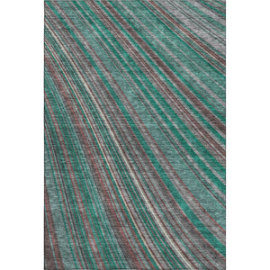 HomeRoots 5' X 8' Emerald Brown & Merlot Striped Area Rug - Durable, UV-Protected, Stain-Resistant Design for Homes 677473