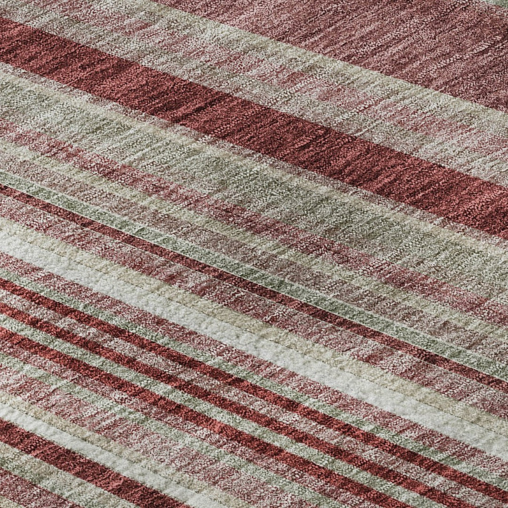 HomeRoots 5' X 8' Burgundy, Gray & Ivory Striped Washable Area Rug – Durable, UV-Protected & Easy-Care Design 677479