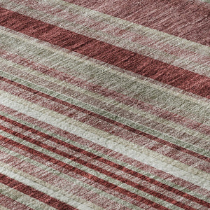 HomeRoots 8' X 10' Burgundy Gray Ivory Striped Washable Area Rug - Durable, Stylish, UV Protected & Easy Care! 677481