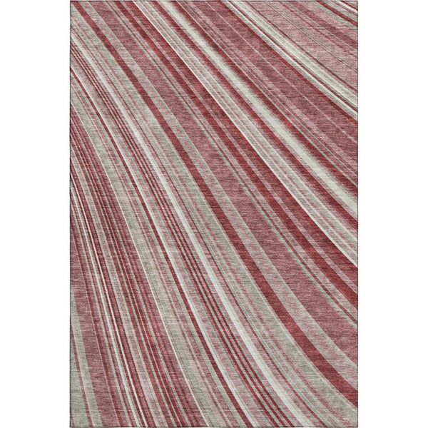 HomeRoots 9' X 12' Burgundy Gray Ivory Striped Area Rug – Durable, Washable, UV-Protected for Busy Homes 677482