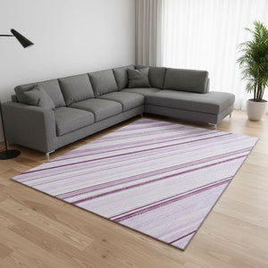 HomeRoots 8' X 10' Stylish Lavender & Ivory Striped Washable Area Rug with UV Protection for Busy Homes 677493