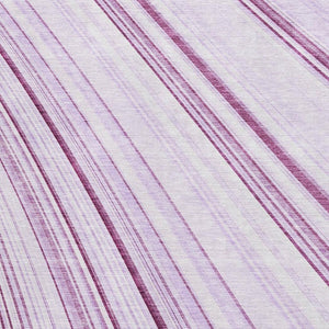 HomeRoots 8' X 10' Stylish Lavender & Ivory Striped Washable Area Rug with UV Protection for Busy Homes 677493