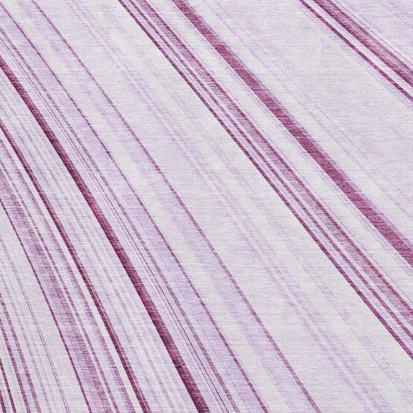 HomeRoots 8' X 10' Stylish Lavender & Ivory Striped Washable Area Rug with UV Protection for Busy Homes 677493