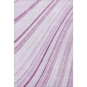 HomeRoots 9' X 12' Stylish Lavender & Ivory Striped Area Rug - Washable, UV-Protected, Durable Design for Homes 677494