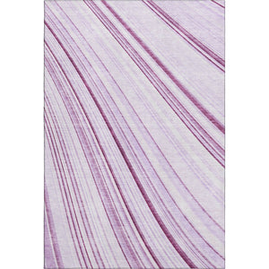 HomeRoots 10' X 14' Soft Lavender & Ivory Striped Washable Area Rug with UV Protection for Stylish Living Spaces 677495