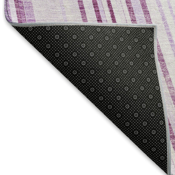 HomeRoots 10' X 14' Soft Lavender & Ivory Striped Washable Area Rug with UV Protection for Stylish Living Spaces 677495