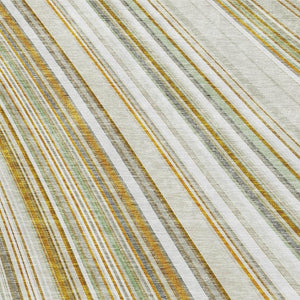 HomeRoots 5' X 8' Durable and Stylish Gold & Sage Striped Area Rug with UV Protection for Busy Homes 677497