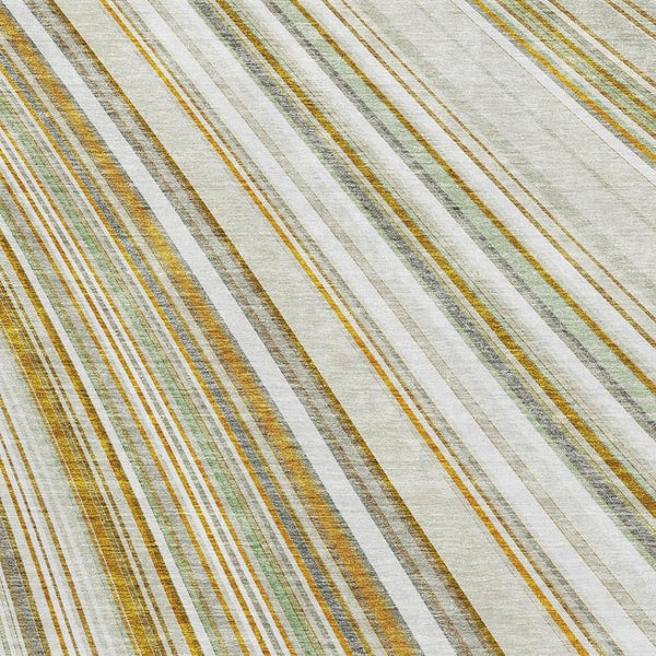 HomeRoots 5' X 8' Durable and Stylish Gold & Sage Striped Area Rug with UV Protection for Busy Homes 677497