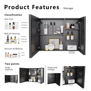 English Elm Led Aluminum Medicine Cabinet Double Door Anti Fog Mirror Light for Bathroom Walls W3083P373516