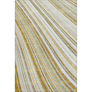 HomeRoots 8' X 10' Linen Gold and Sage Striped Washable Area Rug - Stain Resistant, UV Protected, Easy Care! 677499