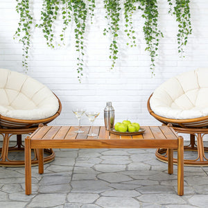 English Elm Outdoor Solid Acacia Slatted Coffee Table Patio Deck Low Profile Teak Finish N768P361446T