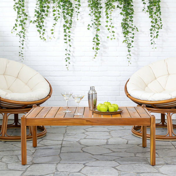 English Elm Outdoor Solid Acacia Slatted Coffee Table Patio Deck Low Profile Teak Finish N768P361446T