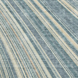 HomeRoots 5' X 8' Stylish Sky Blue Striped Area Rug - Washable, UV Protected, Perfect for Busy Family Spaces! 677503