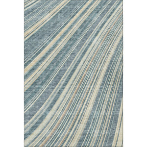 HomeRoots 8' X 10' Sky Blue Striped Area Rug - Washable, UV Protected, Soft Polyester for Indoor & Outdoor Use 677505