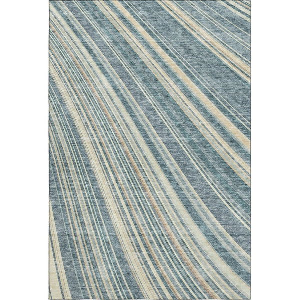 HomeRoots 10' Sky Blue, Tan & Beige Striped Area Rug - Washable, UV Protected, Stain-Resistant, Durable Design! 677507