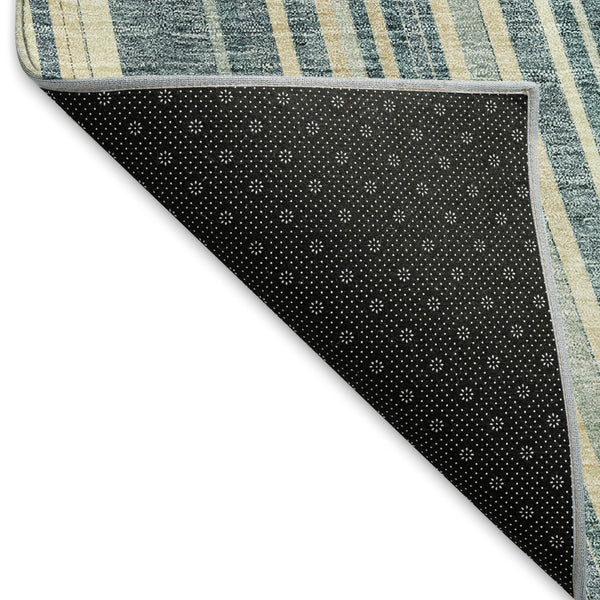 HomeRoots 10' Sky Blue, Tan & Beige Striped Area Rug - Washable, UV Protected, Stain-Resistant, Durable Design! 677507