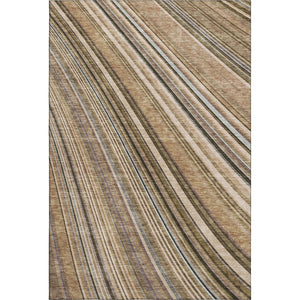 HomeRoots 5' X 8' Durable Taupe Brown & Beige Striped Washable Area Rug with UV Protection for Busy Homes 677509