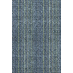 HomeRoots 5' Blue & Green Striped Washable Area Rug - Durable, UV-Protected, Easy-Care Design for Any Space 677527