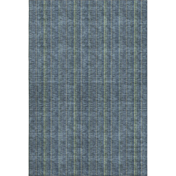 HomeRoots 5' Blue & Green Striped Washable Area Rug - Durable, UV-Protected, Easy-Care Design for Any Space 677527