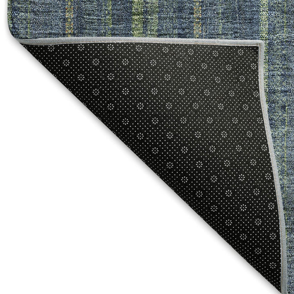 HomeRoots 5' Blue & Green Striped Washable Area Rug - Durable, UV-Protected, Easy-Care Design for Any Space 677527