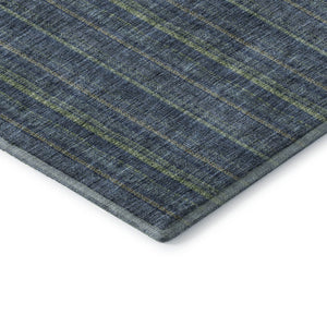 HomeRoots 5' Blue & Green Striped Washable Area Rug - Durable, UV-Protected, Easy-Care Design for Any Space 677527